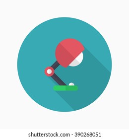 Table lamp icon , Vector flat long shadow design.