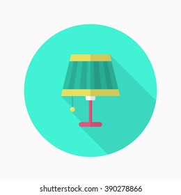 Table lamp icon , Vector flat long shadow design.