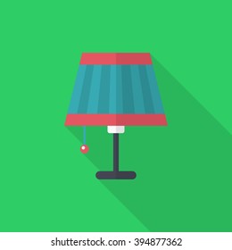 Table lamp icon , Vector flat long shadow design.