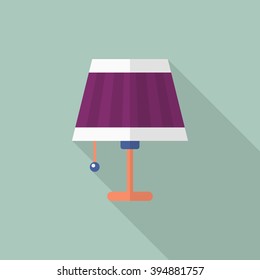 Table lamp icon , Vector flat long shadow design.