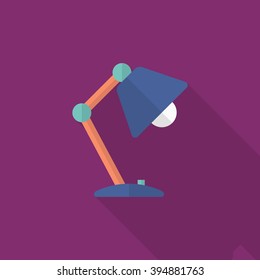 Table lamp icon , Vector flat long shadow design.