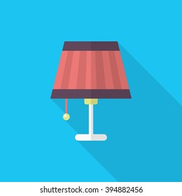 Table lamp icon , Vector flat long shadow design.