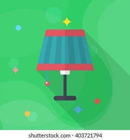 Table lamp icon , Vector flat long shadow design.