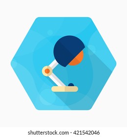 Table lamp icon , Vector flat long shadow design.