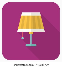 Table lamp icon , Vector flat long shadow design.