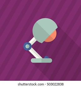 Table lamp icon , Vector flat long shadow design.