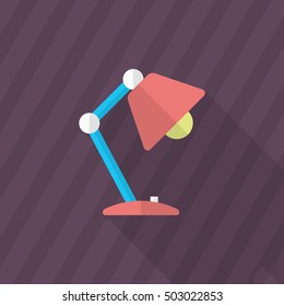 Table lamp icon , Vector flat long shadow design.