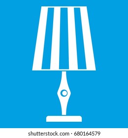 Table lamp icon white isolated on blue background vector illustration