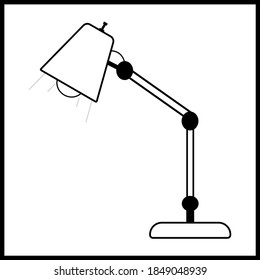 Icono de lámpara de tabla.contorno y signo vectorial relleno.