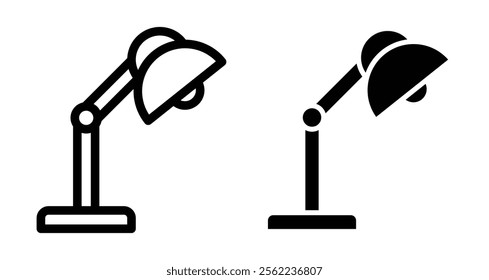 Table lamp Icons pack in outlined and flat versions