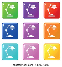 Table lamp icons set 9 color collection isolated on white for any design