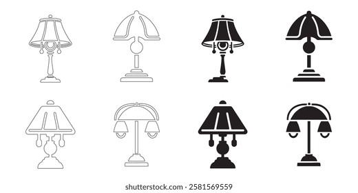 table lamp icons set in black color simple and clean vector illustration on a white background.
