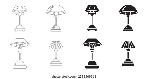 table lamp icons set in black color simple and clean vector illustration on a white background.
