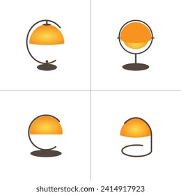 Table lamp icons set. Flat design