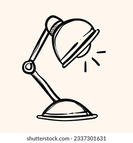 table lamp illustration with hand drawn doodle style