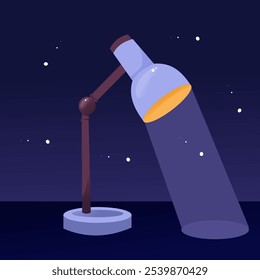 Ilustração da lâmpada de mesa com fundo noturno