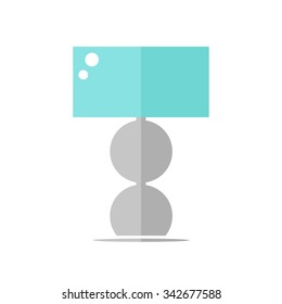 Table lamp isolated icon on white background. Bedside lamp. Modern lamp for bedroom or living room. Flat style vector illustration. 