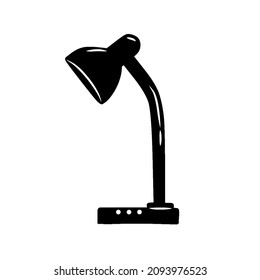 Table lamp isolated on white background. Black illustration isolated on white. Simple pictogram for graphic and web design.