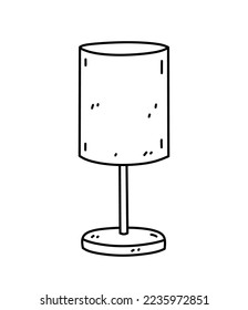 Tischlampe einzeln auf weißem Hintergrund. Inneneinrichtung für Schlafzimmer, Wohnzimmer. Vektorhandgezeichnete doodle-Illustration. Ideal für Dekorationen, Logo, verschiedene Designs.