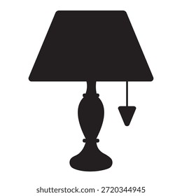 Lámpara de mesa aislada sobre fondo blanco. Icono de la lámpara de mesa, diseño del sistema del Vector. Silueta del diseño del símbolo de la lámpara de escritorio para el App, logotipo, Web. Elemento de diseño para la iluminación del hogar, luz. Ilustración vectorial.