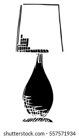 Table lamp isolated on white background. Vector illustration in a sketch style.