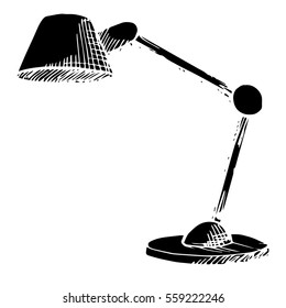 Table lamp isolated on white background. Vector illustration in a sketch style.