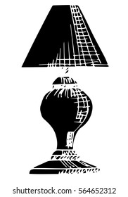 Table lamp isolated on white background. Vector illustration in a sketch style.
