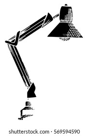 Table lamp isolated on white background. Vector illustration in a sketch style.