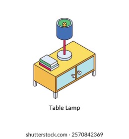 Table Lamp isometric Colored illustration. EPS File stock illustration