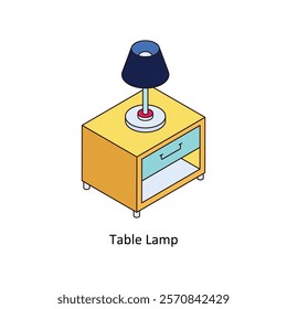 Table Lamp isometric Colored illustration. EPS File stock illustration