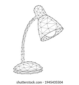 Table lamp, lamp with lampshade, from abstract futuristic polygonal black lines and dots. Vector illustration.