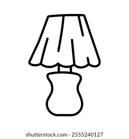 Table lamp. Lampshade, floor lamp. Black and white illustration, hand drawn coloring.