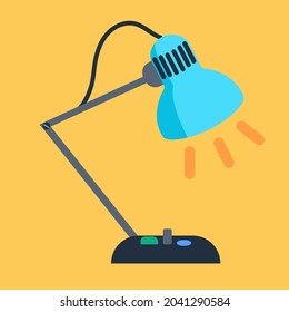 Tischlampe mit Glühbirne Symbol, flaches Design. Farbige Schreibtischleuchte. Vektorgrafik