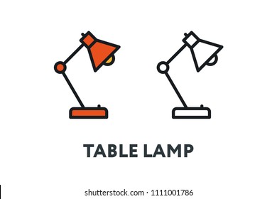 Table Lamp Light Bulb. Interior Furniture Concept. Minimal Color Flat Line Outline Stroke Icon.