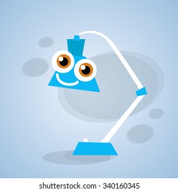Table Lamp Light Cartoon Character Concept Smile Face Flat Vector Illustration