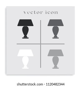 Table lamp light flat black and white vector icon.