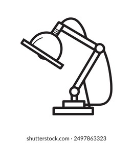 Table lamp light icon outline bright bulb design.