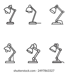 Table lamp light icon outline bright bulb design.