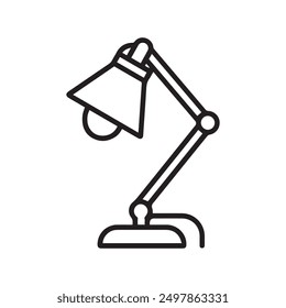 Table lamp light icon outline bright bulb design.