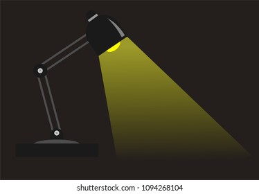 Table lamp with light on illustration vector isolated on dark background