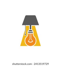 Table lamp and lightbulb logo design combination.