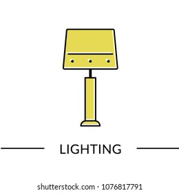 Table lamp. Lighting furniture line icon for web and print