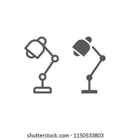 Table lamp line and glyph icon, office and work, lamp sign, vector graphics, a linear pattern on a white background, eps 10.