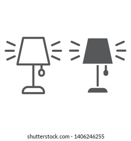 Table lamp line and glyph icon, appliance and furniture, light sign, vector graphics, a linear pattern on a white background, eps 10.