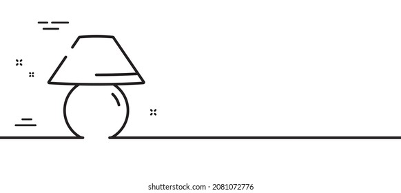 Icono de línea de lámpara de mesa. Señal de luz de la cama. Símbolo de iluminación interior. Fondo mínimo de la ilustración de línea. Banner de patrón de icono de la línea de la lámpara de mesa. Concepto de plantilla web blanca. Vector