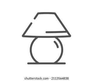 Table lamp line icon. Bedside light sign. Interior illuminate symbol. Quality design element. Linear style table lamp icon. Editable stroke. Vector