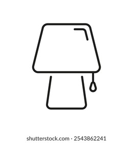 Table Lamp Line Icon. Bedside Lamp With Pull Cord Outline Symbol. Bedroom Lighting. Editable Stroke. Isolated Vector Illustration.