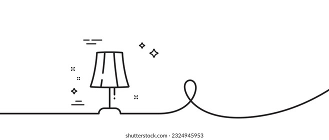 Table lamp line icon. Continuous one line with curl. Bedside light sign. Interior illuminate symbol. Table lamp single outline ribbon. Loop curve pattern. Vector