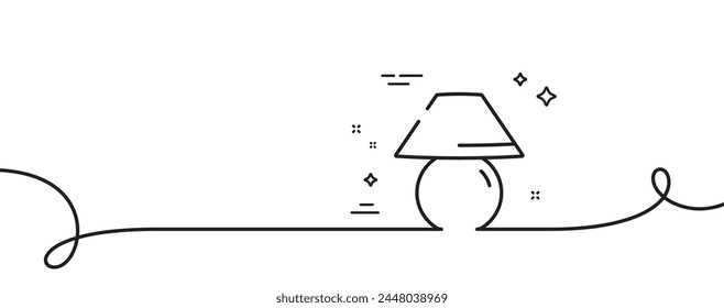 Table lamp line icon. Continuous one line with curl. Bedside light sign. Interior illuminate symbol. Table lamp single outline ribbon. Loop curve pattern. Vector