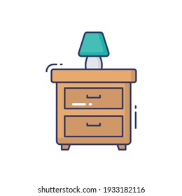 Icono de línea de la lámpara de mesa aislado en fondo blanco